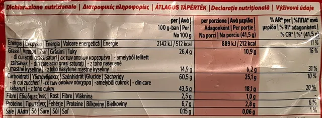 KitKat 4 Finger 3 × 41.5 g, nutrition of pack