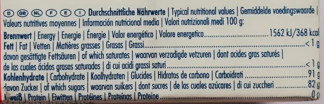 Dextro Energy Classic 138 g, nutrition of pack