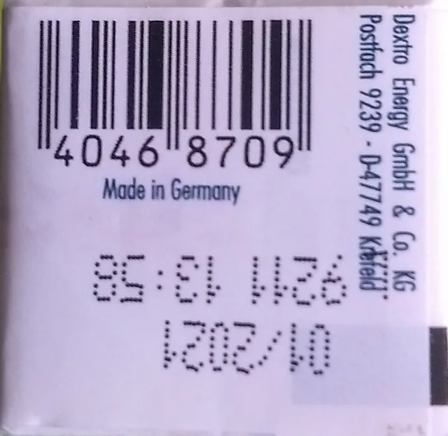 Dextro Energy Classic 46 g, back of pack
