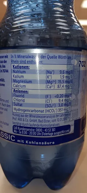 Saskia Classic Natural Mineral Water 0.5 l, nutrition of pack