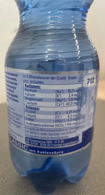 Saskia Classic Natural Mineral Water, Quelle Jessen 0.5 l, nutrition of pack