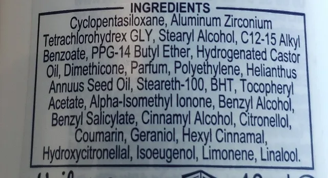 Dove Invisible Dry Anti-Perspirant Stick 40 ml, ingredients of pack