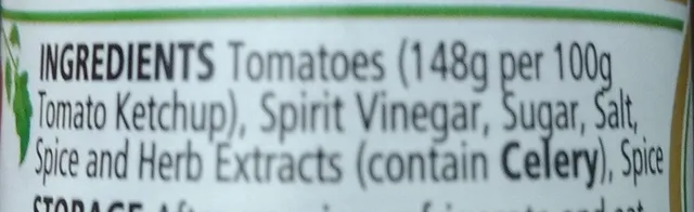 Heinz Tomato Ketchup 342 g, ingredients of pack