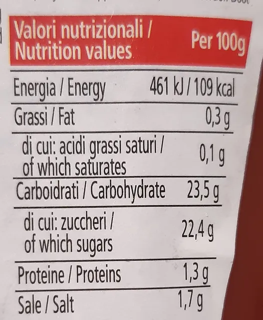 Heinz Tomato Ketchup Piccante 255 g, nutrition of pack