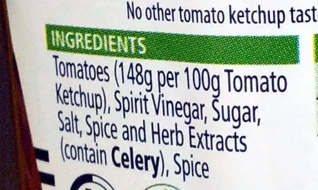 Heinz Tomato Ketchup 342 g, ingredients of pack