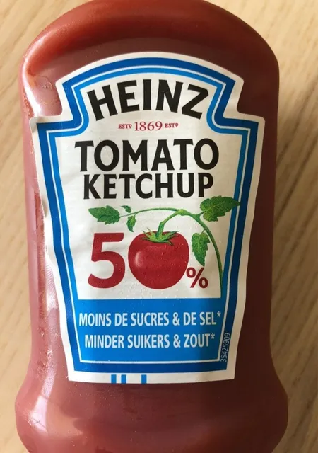 Heinz Tomato Ketchup 50% Less Sugar & Salt 235 g, front of pack