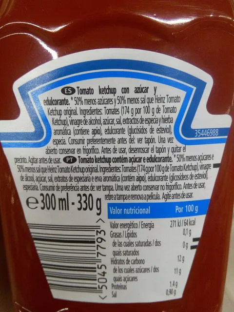 Heinz Kids Tomato Ketchup 330 g, back of pack