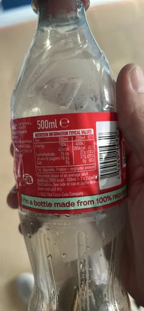 Coca-Cola Original Taste 500 ml PET bottle, nutrition of pack