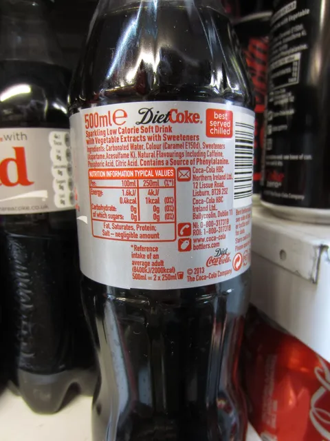 Diet Coke 500 ml, ingredients of pack