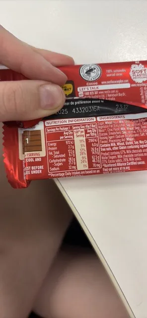 KitKat 4 Finger 45 g, nutrition of pack