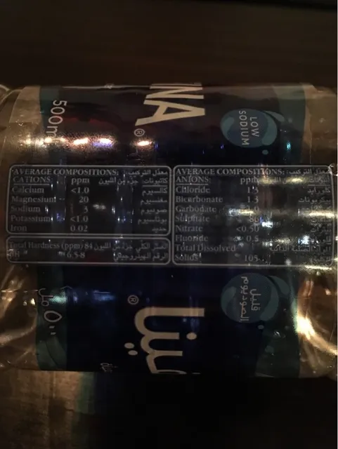 Aquafina Bottled Drinking Water 500 ml, nutrition of pack