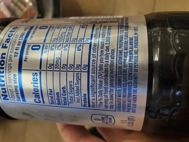 Diet Pepsi 1 L, ingredients of pack
