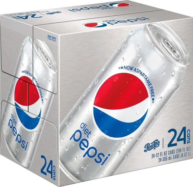 Diet Pepsi 24 × 12 fl oz cans, front of pack