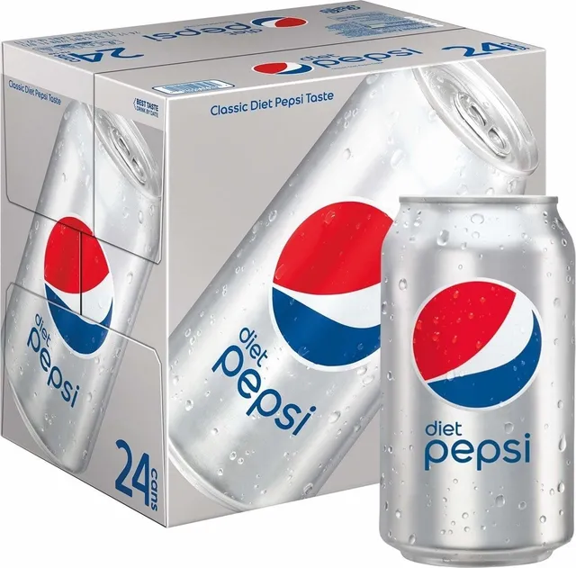 Diet Pepsi 24 × 12 fl oz cans, front of pack