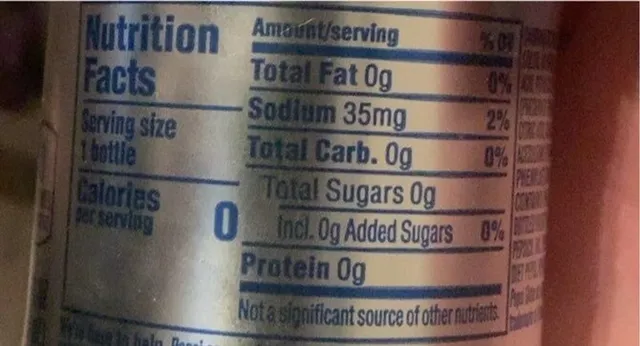 Diet Pepsi 8 × 12 fl oz bottles, nutrition of pack