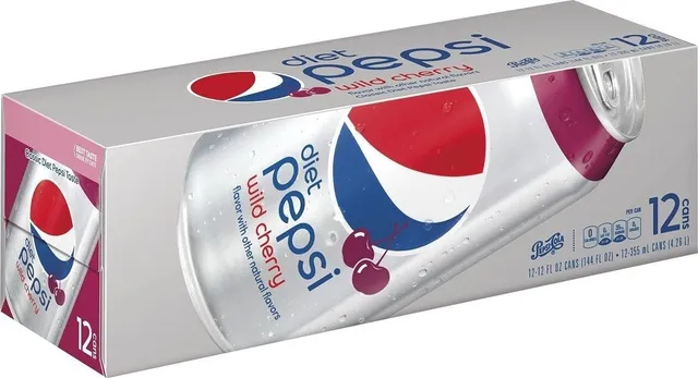 Diet Pepsi Wild Cherry 12 × 12 fl oz, front of pack