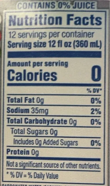 Diet Pepsi Wild Cherry 12 × 12 fl oz, nutrition of pack