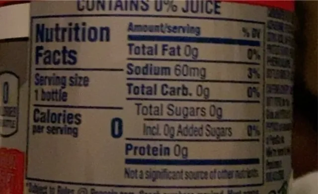 Diet Pepsi Wild Cherry 20 fl oz, nutrition of pack