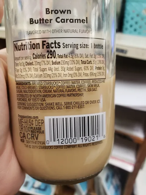 Starbucks Frappuccino Brown Butter Caramel Chilled Coffee Drink 13.7 fl oz, ingredients of pack