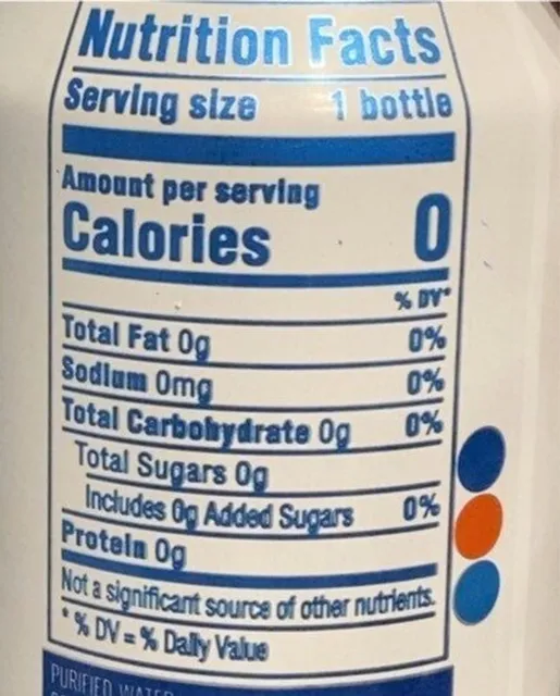 Aquafina Purified Still Water 16 fl oz (473 ml), nutrition of pack