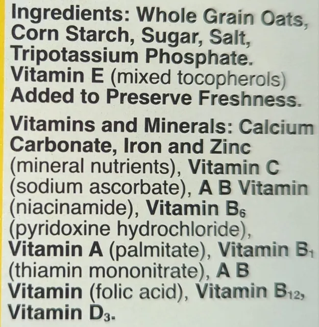 Cheerios 8.9 oz, ingredients of pack