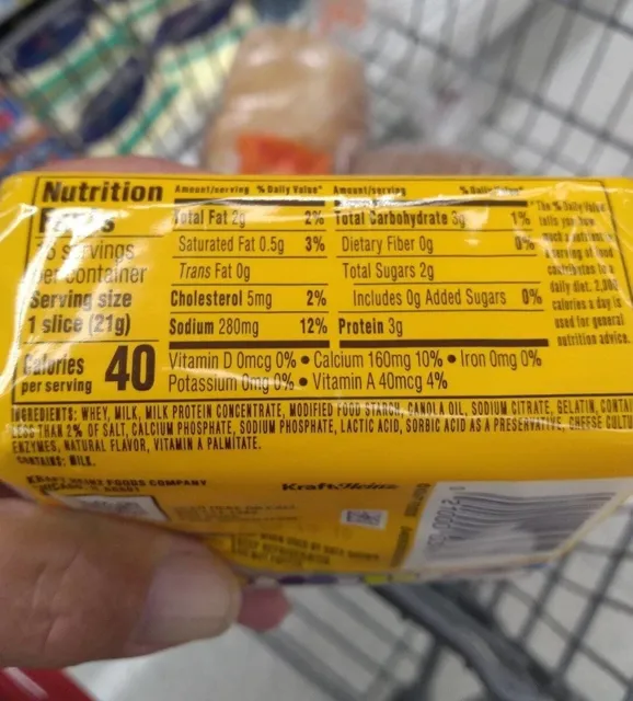 Velveeta Slices Queso Blanco 12 oz, nutrition of pack