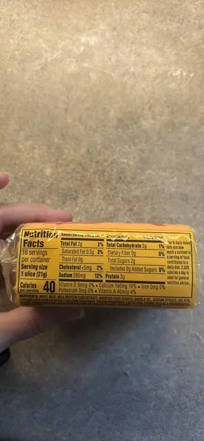 Velveeta Slices Sharp Cheddar 12 oz, nutrition of pack