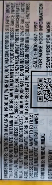 Velveeta Shells & Cheese Original 36 oz, ingredients of pack