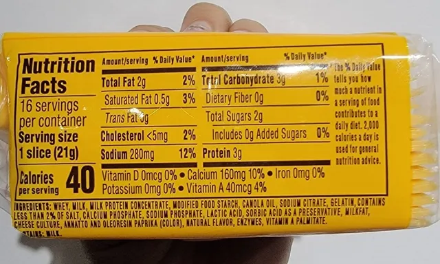 Velveeta Slices Three Cheese 12 oz, nutrition of pack