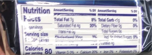 Kraft Deli Deluxe White American Cheese Slices 12 oz, nutrition of pack