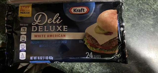 Kraft Deli Deluxe White American Cheese Slices 16 oz, front of pack