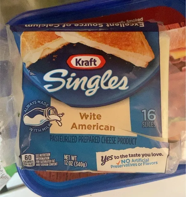 Kraft Singles White American 16 Slices 12 oz, front of pack