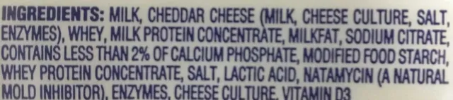Kraft Singles White American 16 Slices 12 oz, ingredients of pack