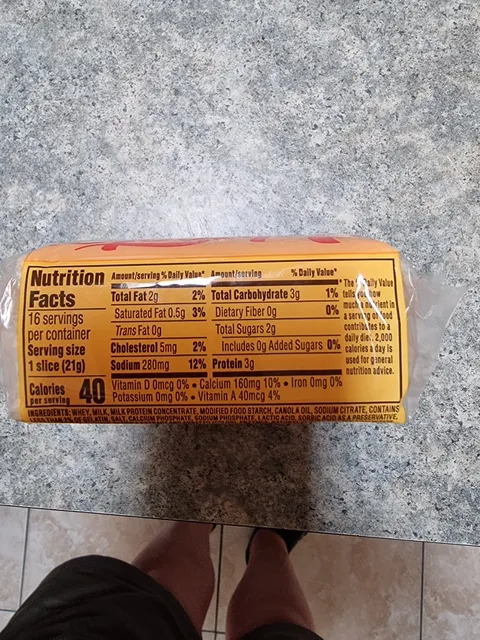 Velveeta Slices Original 12 oz (340 g), ingredients of pack
