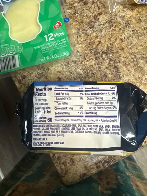 Kraft Deli Deluxe American Cheese Individually Wrapped Slices 16 oz, ingredients of pack