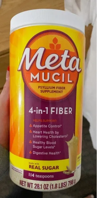 Metamucil 4-in-1 Fiber Real Sugar Unflavored Coarse Psyllium Powder 798 g, front of pack