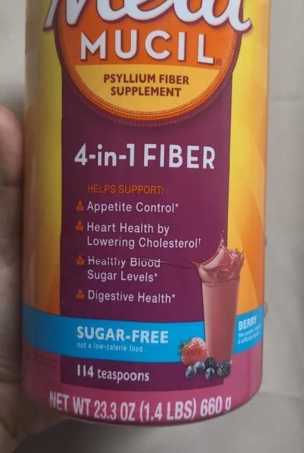 Metamucil 4-in-1 Fiber Sugar-Free Berry Psyllium Powder 660 g, front of pack
