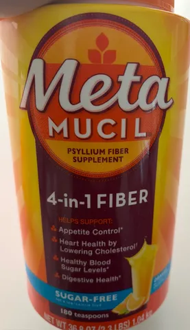 Metamucil 4-in-1 Fiber Powder Sugar-Free Orange Smooth, 180 teaspoons