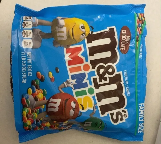 M&M's Minis Milk Chocolate Candies 18 oz, front of pack