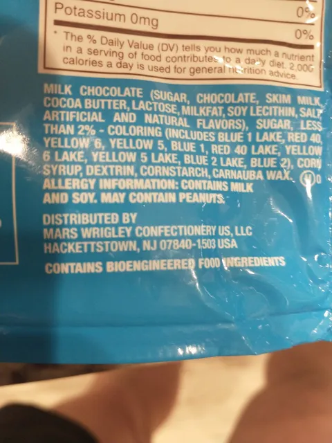 M&M's Minis Milk Chocolate Candies 18 oz, ingredients of pack