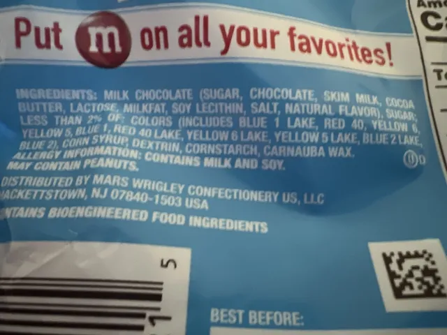 M&M's Minis Milk Chocolate Candies 4.60 oz, ingredients of pack