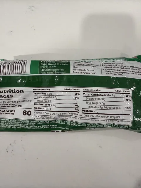 M&M's Minis Milk Chocolate Christmas Baking Bits 10 oz, nutrition of pack