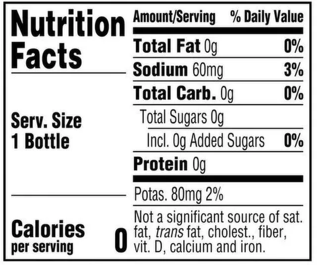 Coca-Cola Zero Sugar 6 x 16.9 fl oz, nutrition of pack