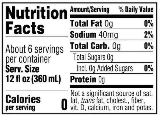 Diet Coke 2 l, nutrition of pack