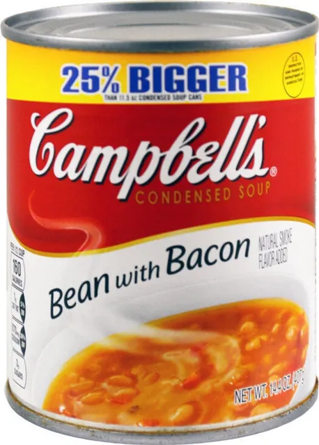 Campbell's Condensed Bean with Bacon Soup 14.4 oz, front of pack