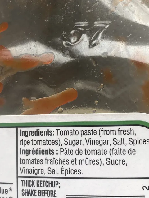Heinz Tomato Ketchup 1 l, ingredients of pack
