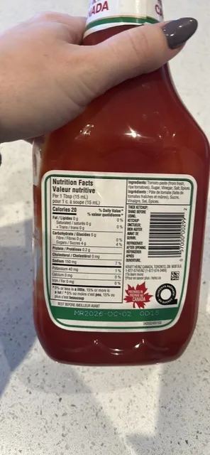 Heinz Tomato Ketchup 1 l, nutrition of pack