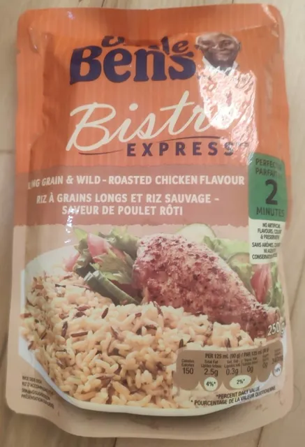 Uncle Ben's Bistro Express Long Grain & Wild Roasted Chicken Flavour 250 g, front of pack