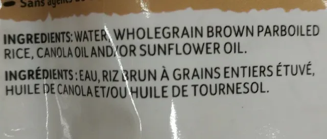 Uncle Ben's Bistro Express Wholegrain Brown 250 g, ingredients of pack