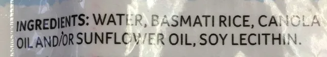 Uncle Ben's Bistro Express Basmati Rice 250 g, ingredients of pack